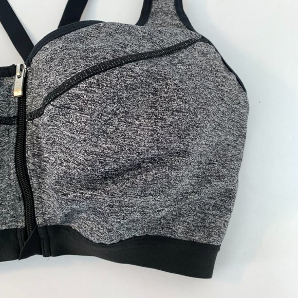 Victoria's Secret VSX Heathered Black Front Zip Sports Bra - Picture 6 of 6